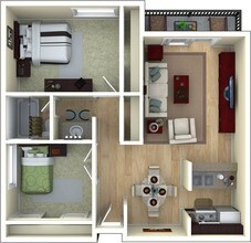 2 Bed 1 Bath 3058 3058 floor plan